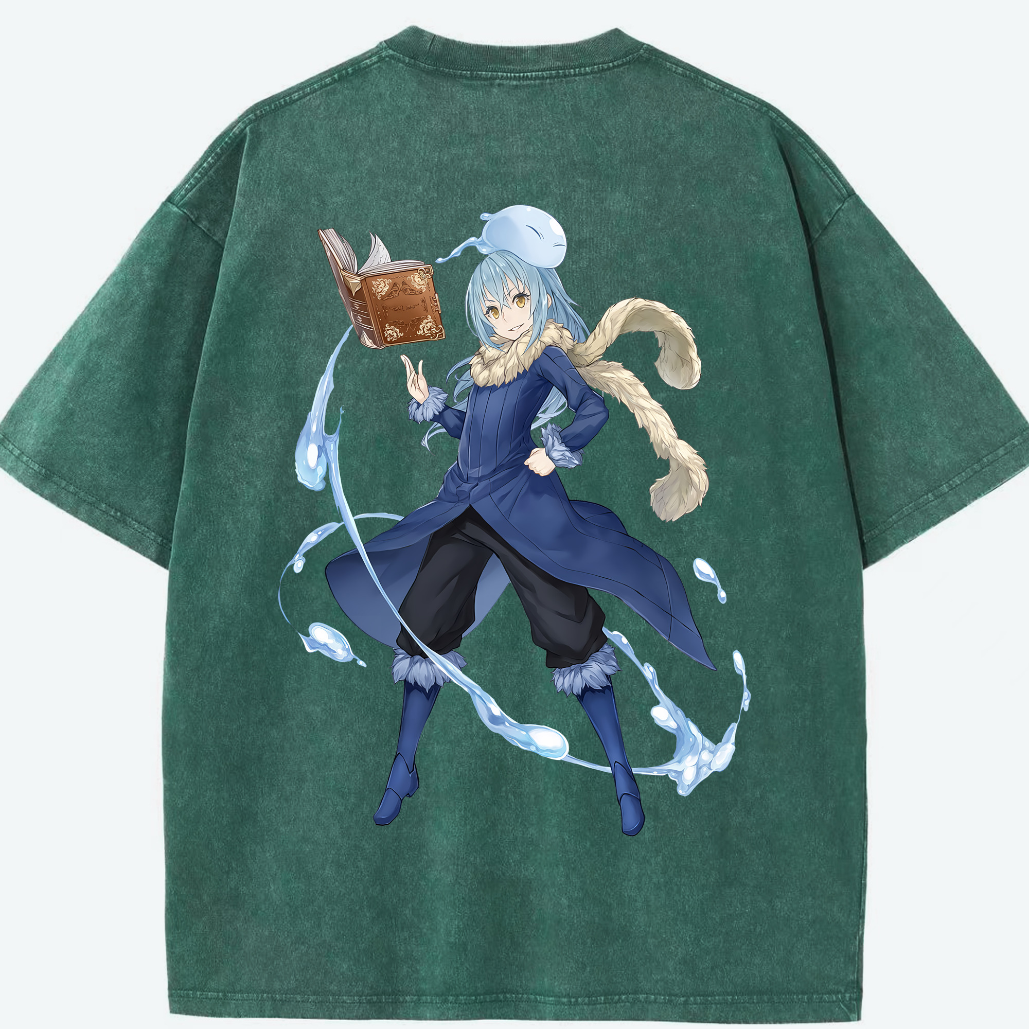 （画像用） 転スラ Regarding Reincarnated to Slime 綿100% ヴィンテージ風 半袖Tシャツ（背面プリント）